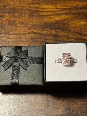 Sterling Silver Ring with Pink Center Stone
